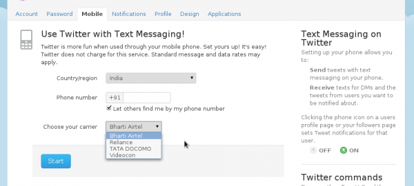 Adding Mobile number in twitter Adding Mobile number in twitter