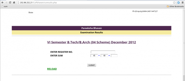 Calicut university catpcha